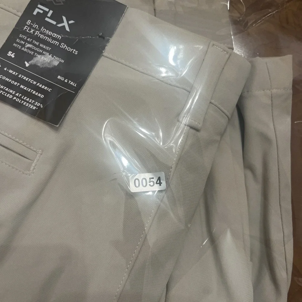FLX Men's Beige Stretch Premium Shorts Big & Tall Size 54 Comfort Waist NWT